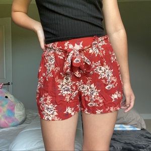 Burnt Orange Floral Shorts